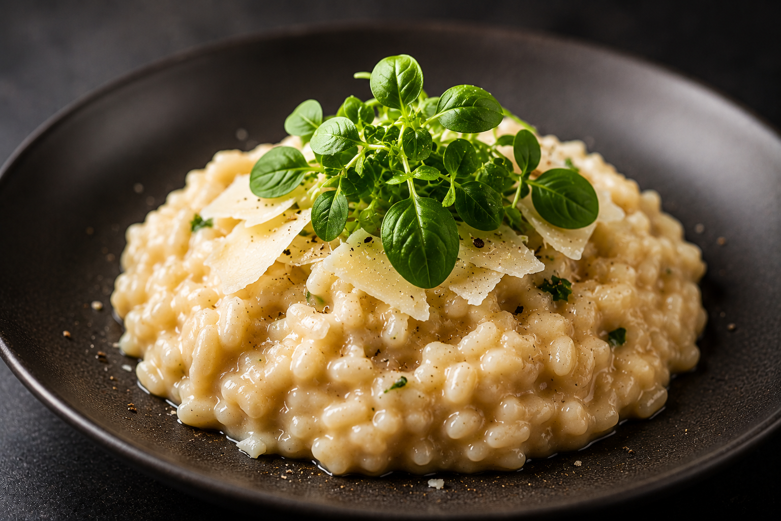 Tarifler ve Kullanım Fikirleri Basil Microgreens Fesleğen Mikro Filizi ile Parmesanlı Risotto