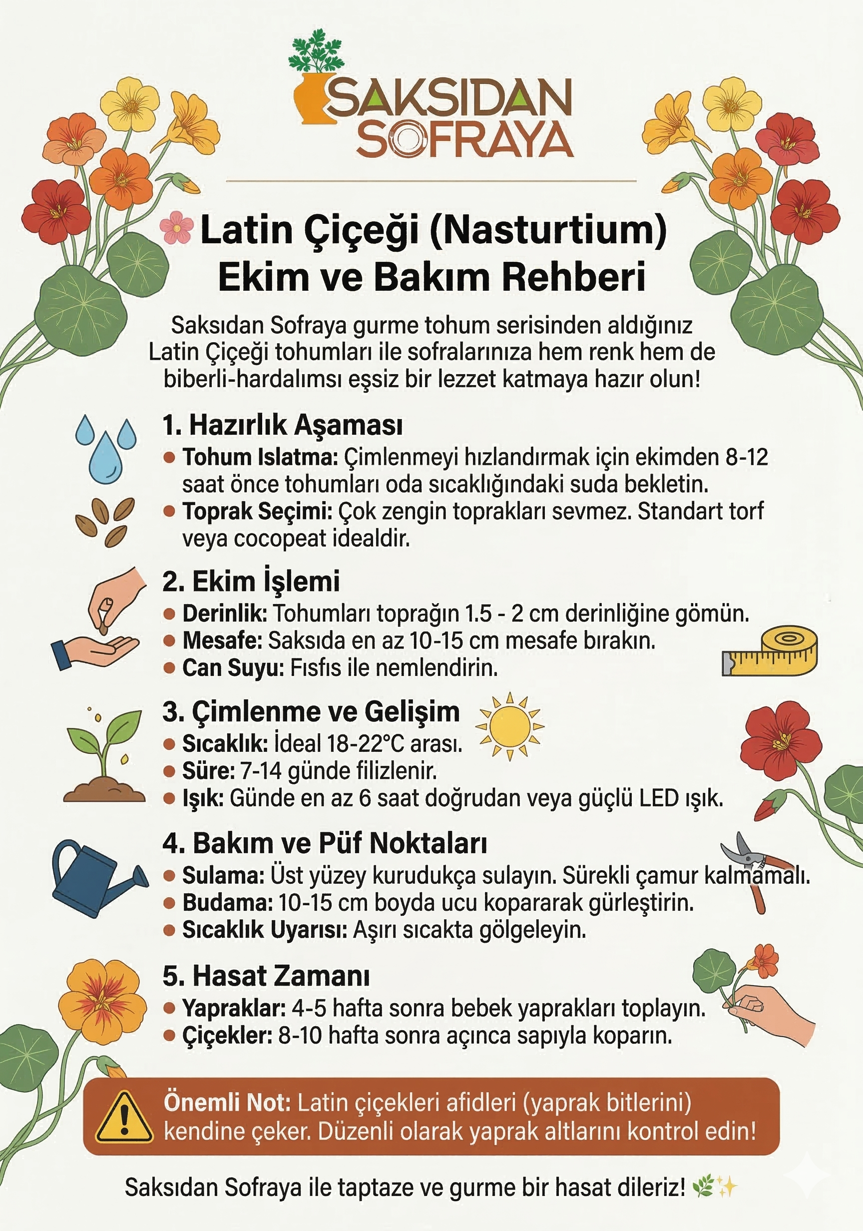 Latin çiçeği nasturtium ekim ve bakım rehberi
