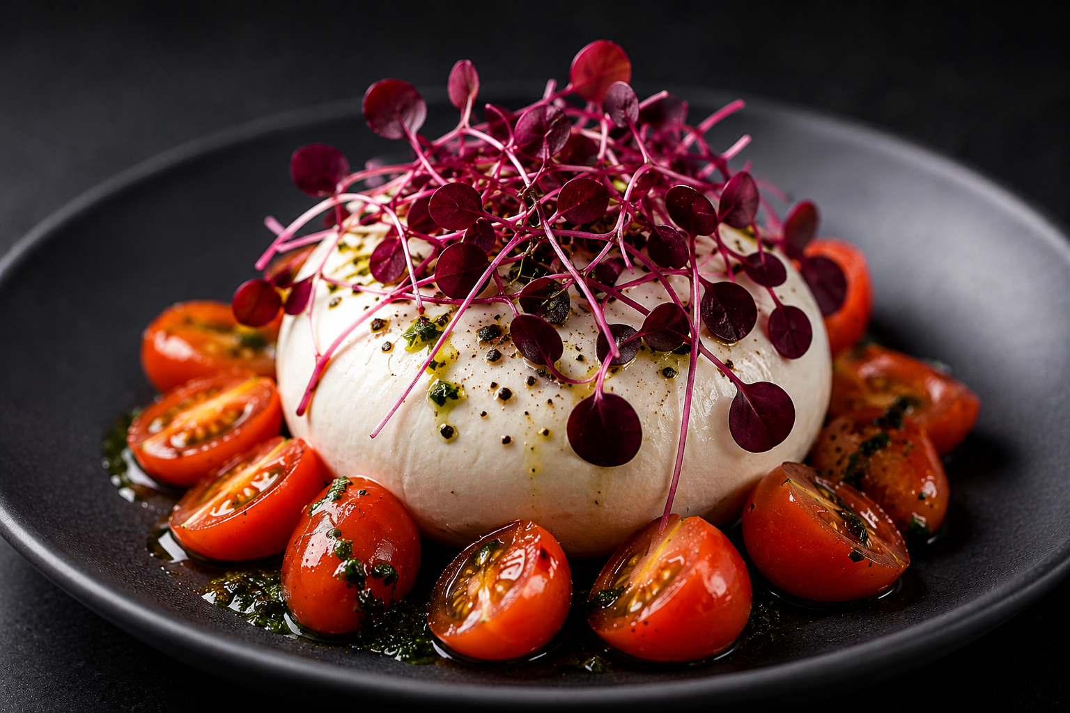 Tarifler ve Kullanım Fikirleri Red Amaranth Kırmızı Amarant Mikro Filizi ile Burrata